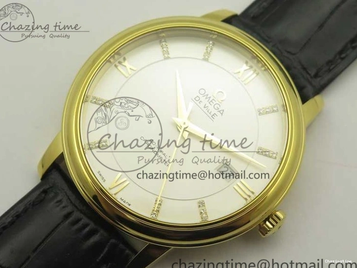 0111 De Ville YG MKF 1:1 Best Edition Silver Dial Diamonds Markers on Black Leather Strap MIYOTA 9015 V Flexible 8046